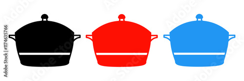 Pan icon illustration set with colorful. Stock vector.
