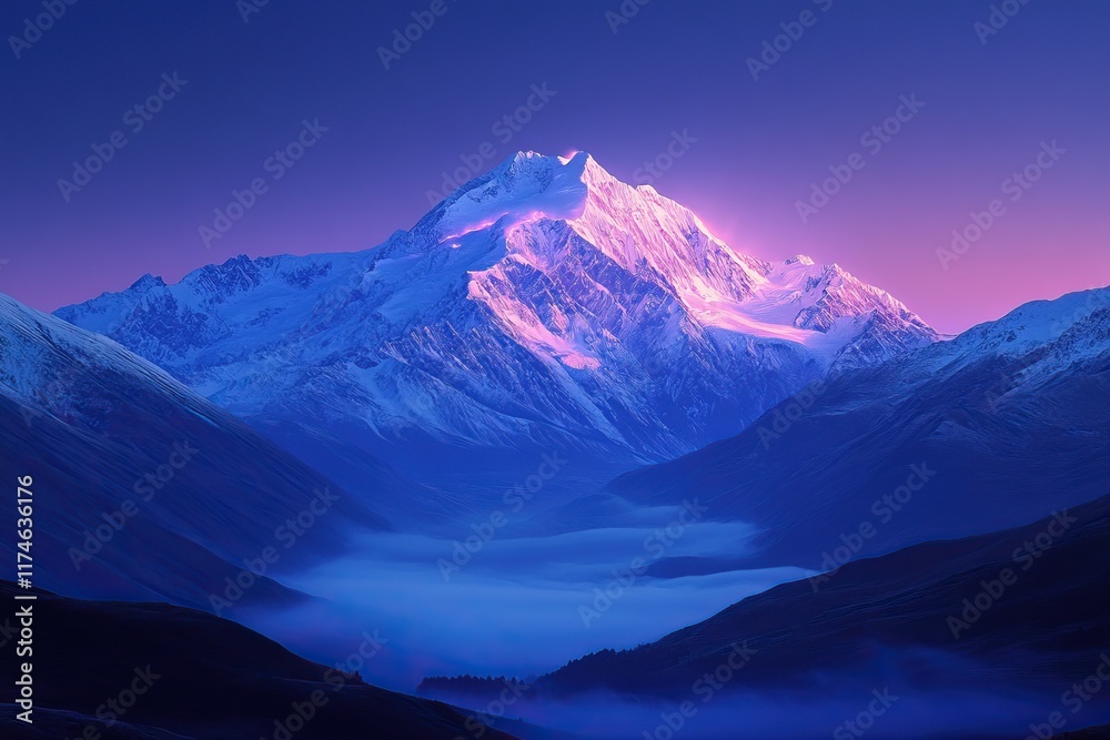 Fototapeta premium Majestic Mountain Peak at Dusk