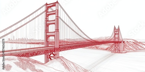 Golden Gate Bridge Wireframe