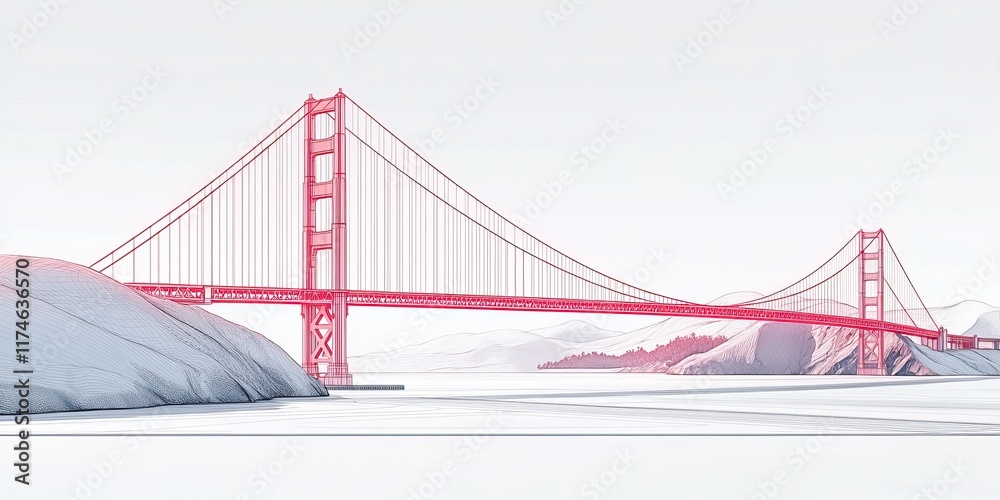 Fototapeta premium Golden Gate Bridge in Line Art