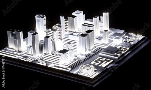 Luminescent Cityscape: A Digital Metropolis Glowing in the Dark