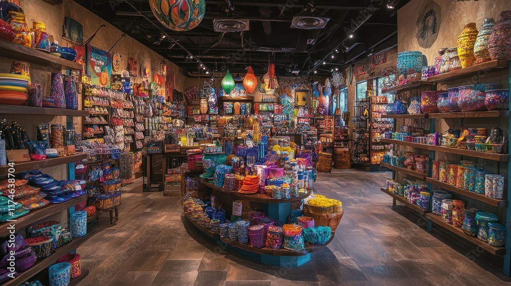 Naklejka premium Colorful Mexican Souvenir Shop Interior