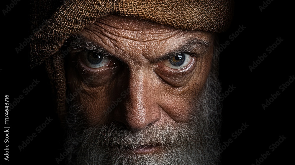 Serene Elderly Gentleman with Ample Copy Space for Text Serene Elderly Gentleman with Ample Copy Space for Text