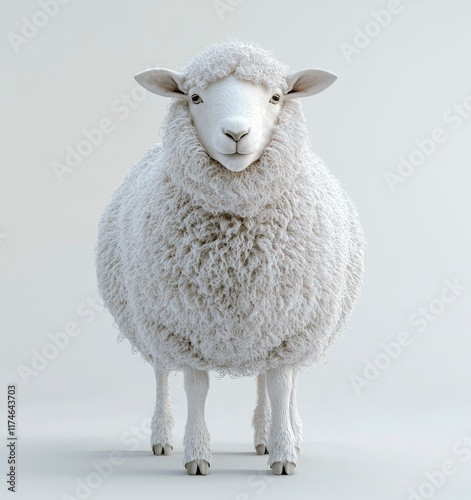 3D render of a sheep on a white background, highly detailed and realistic, created using Octane rendering, high-resolution photography.  photo