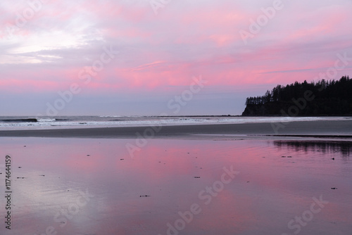 Scenic views of Hobuck Beach in Olympic Peninsula in far northwest corner of Washington  photo