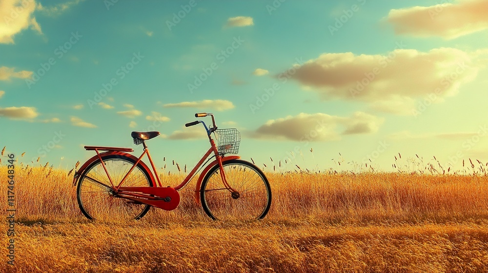 Fototapeta premium Vintage Bicycle in a Golden Wheat Field
