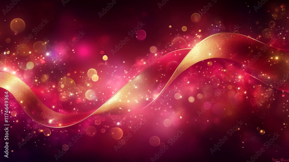 Fototapeta premium Radiant Pink and Gold Twirling Ribbon Background