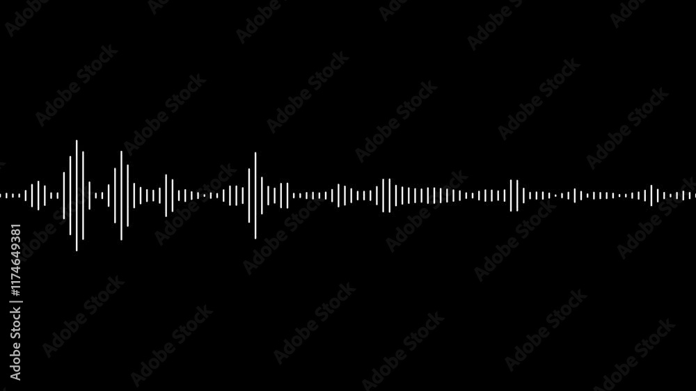  music sound wave or audio waveform on a black background. Audio spectrum sound wave effect waveform animation.
 Sound wave animation with black bars. Music sound wave or audio waveform. 