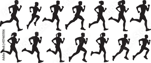 Dynamic Running Silhouettes Vector Design Collection