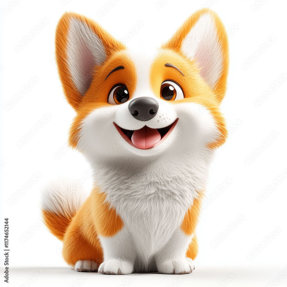 Obraz premium Happy Corgi Puppy With a Big Smile and Bright Eyes