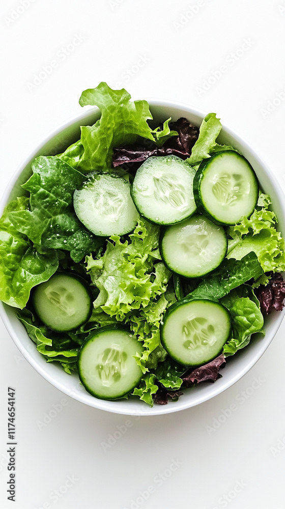 Fresh green salad with lettuce and cucumbers Fresh green salad with lettuce and cucumbers