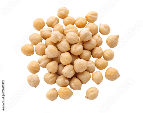 Chickpeas isolated on a white background, with a transparent cutout, showcasing the natural texture and vibrant color of fresh legumes for culinary and health-related imagery