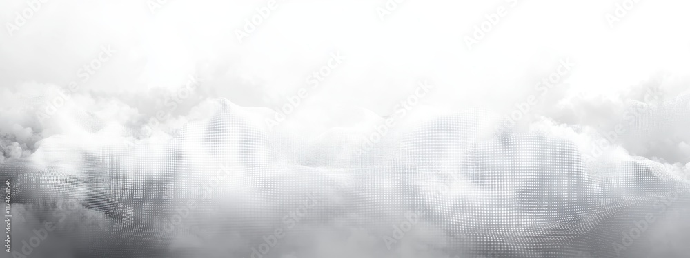 Obraz premium Abstract landscape, minimalist, monochromatic, misty mountains, ink wash, horizon line, ethereal, atmospheric, soft edges, black and white, tranquil, zen-like, subtle gradients, negative space, dreamy