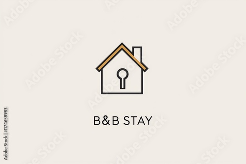 Minimalist B&B Logo: A clean and modern illustration of a house with a keyhole, perfect for a bed and breakfast or hospitality business. The logo evokes a sense of warmth, comfort, and security.
