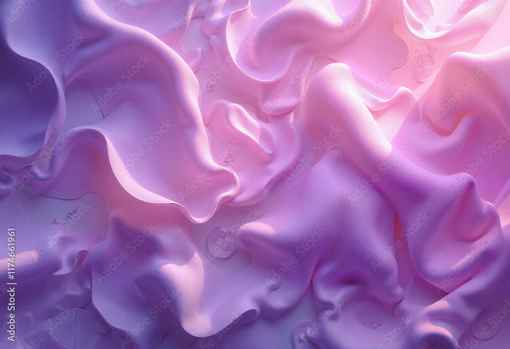 Obraz premium Textured fabric background with flowing pink and purple silk waves illuminated by soft light