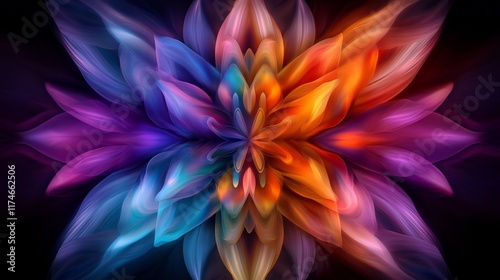 Abstract Colorful Floral Design with Vivid Hues and Intricate Petals