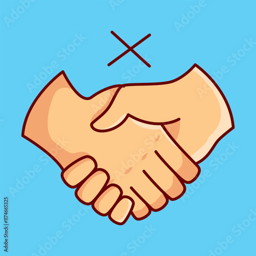 No Handshake Sign Vector Illustration Icon. Flat Cartoon Style