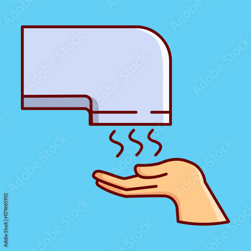 White Hand Dryer Vector Illustration Icon. Flat Cartoon Style
