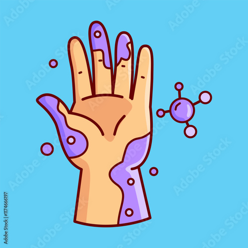 Germs in Hand Vector Illustration Icon. Flat Cartoon Style