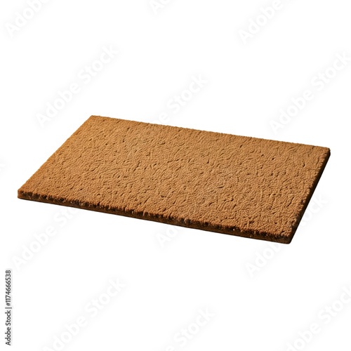 Natural brown coconut fiber doormat. Plain natural dry carpet and dirt outside your entrance, Detail, closeup of fiber and base on white background photo