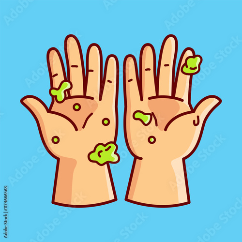 Hand full of Bacteria Vector Illustration Icon. Flat Cartoon Style