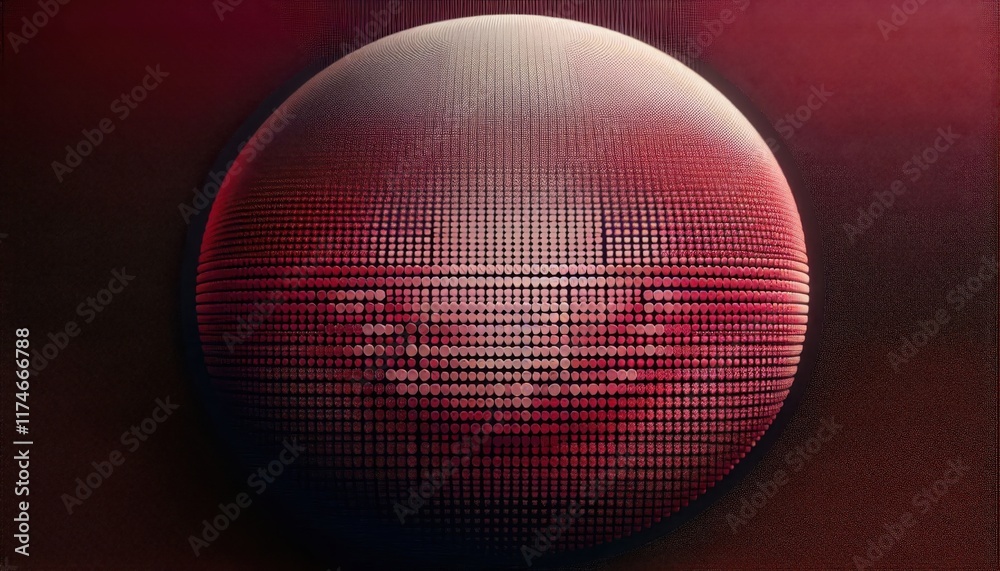 A macro view of flat pixels in minimal rows of crimson dots fading into a large scarlet background A macro view of flat pixels in minimal rows of crimson dots fading into a large scarlet background