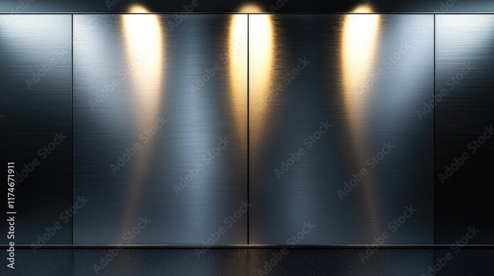 Obraz premium Smooth Metallic Wall with Soft Lighting and Glossy Surface Finish