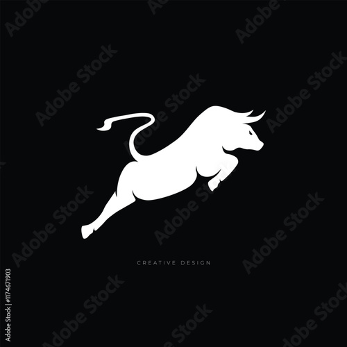 Bull fighting jump brand icon design