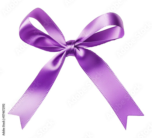 Realistic decorative ribbon bow isolated on transparent background. photo