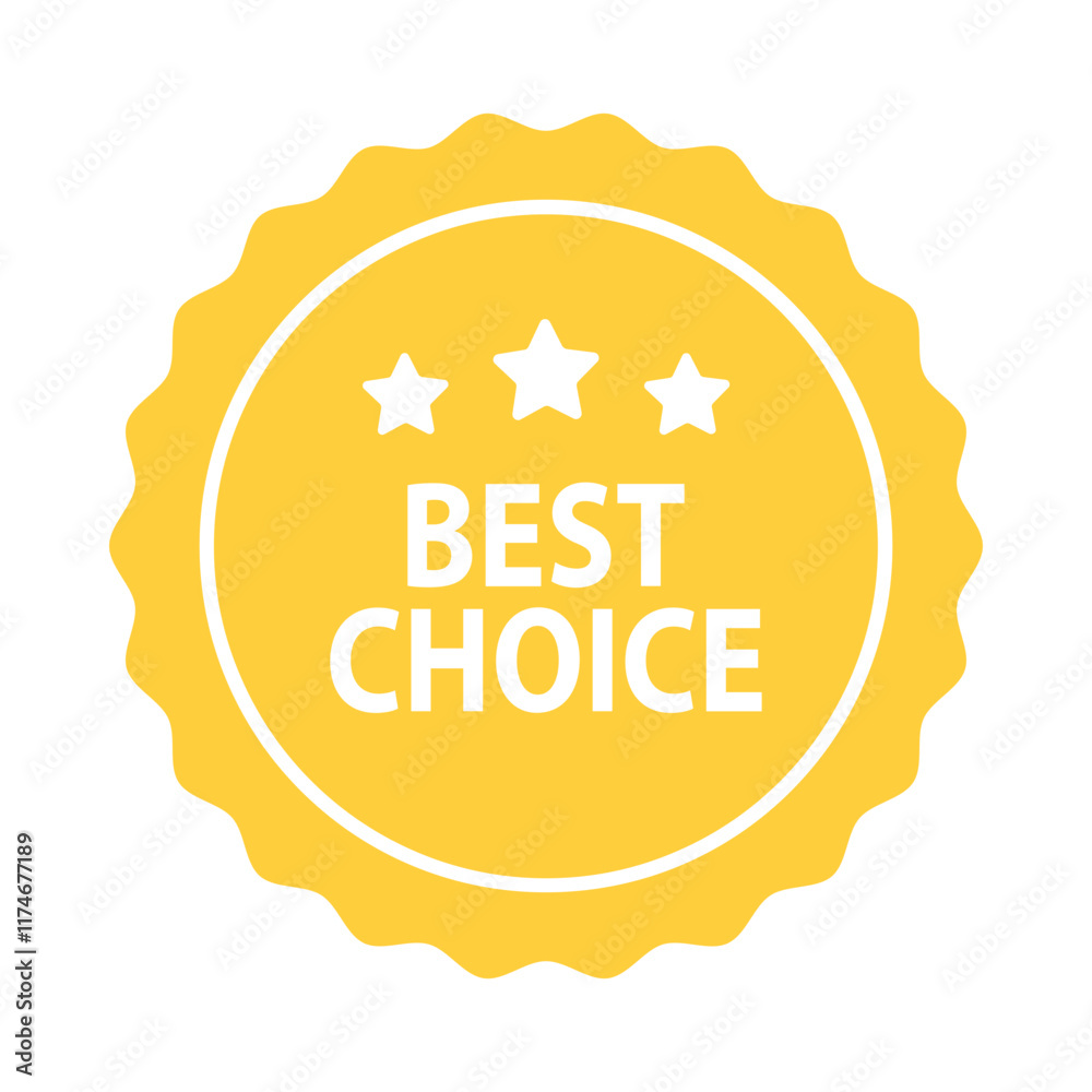 Fototapeta premium Best choice label badge icon. Business, product quality, sale, promotion, guarantee, marketing, advertising concepts. Flat vector design isolated illustration. 