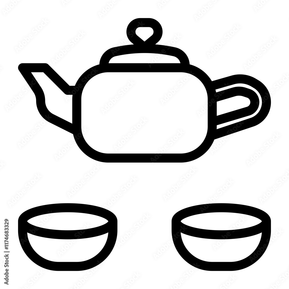 Obraz premium Tea pot and cup icon