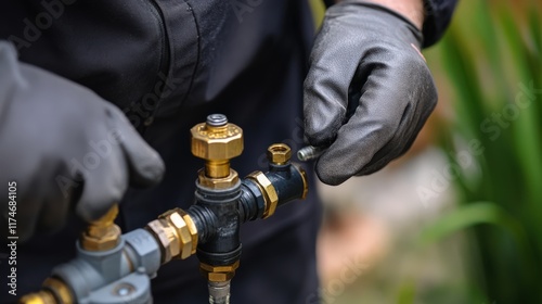 Wallpaper Mural A man is fixing a pipe with a wrench Torontodigital.ca