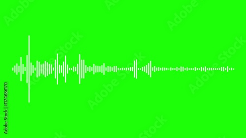 abstract music sound wave or audio wavefrom green screen. Music equalizer, audio waves or sound frequency in lines,
sound on animation on green screen. White audio waveform spectrum animation.