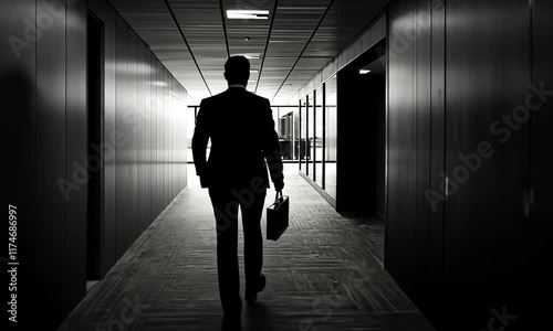 Wallpaper Mural The Businessman's Journey: A Monochromatic Walk Through Corporate Halls Torontodigital.ca