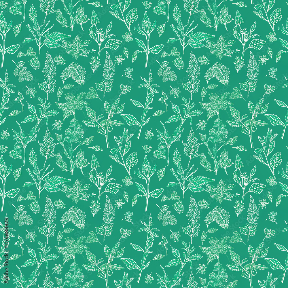 Fototapeta premium Beautiful seamless botanical pattern with hand-drawn plants