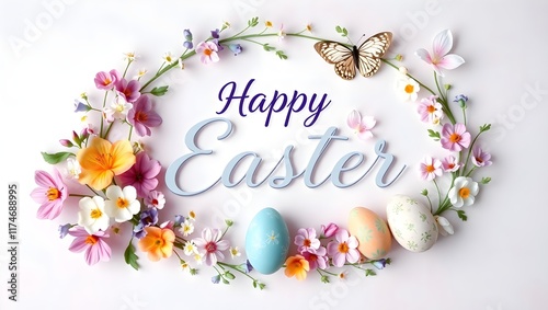 happy easter card with eggs