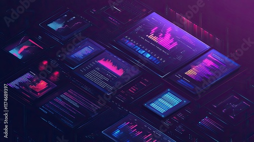 Abstract Data Visualization: Neon Infographics