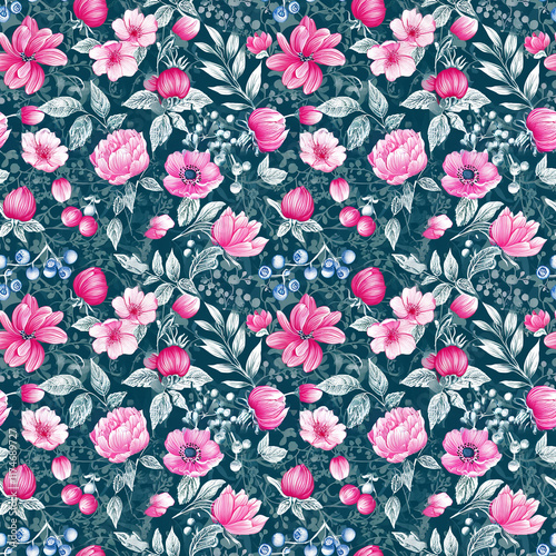 Vibrant floral pattern bringing life to any fabric or wallpaper design