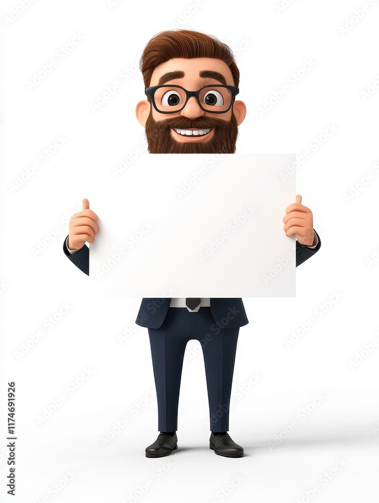Promoting business solutions office setting cartoon character professional environment front view marketing concept Promoting business solutions office setting cartoon character professional environment front view marketing concept