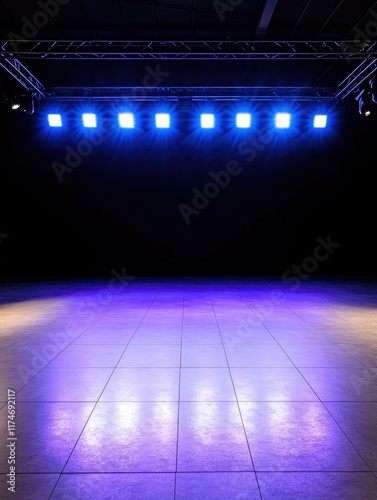 Stage lighting setup for a live event concert hall photography indoor low angle entertainment concept photo