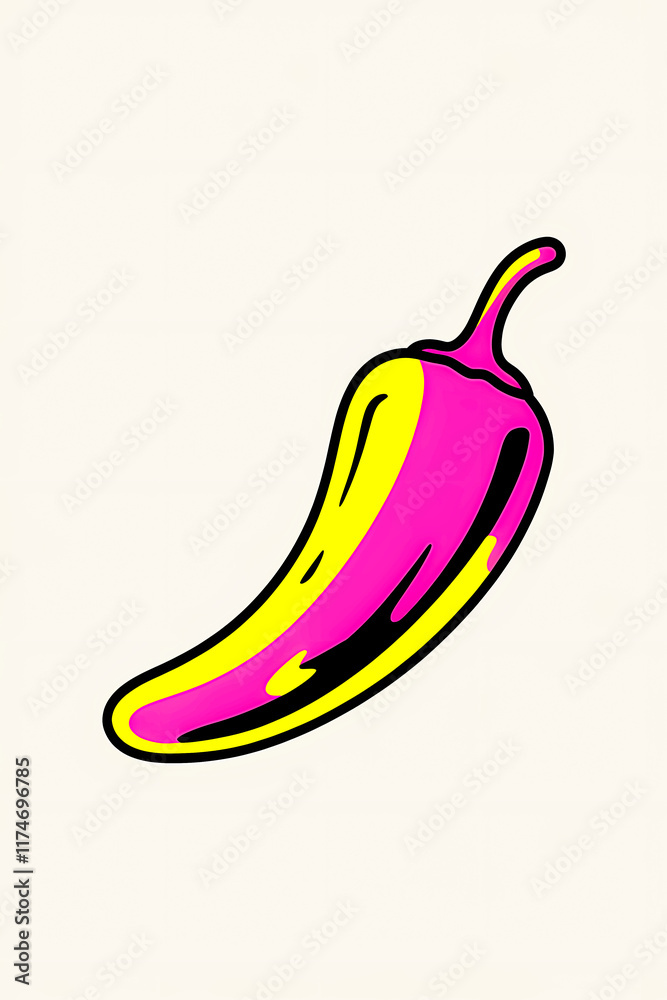 Hot Chilli Pepper Illustration On White Background. Space for Copy. Art work.