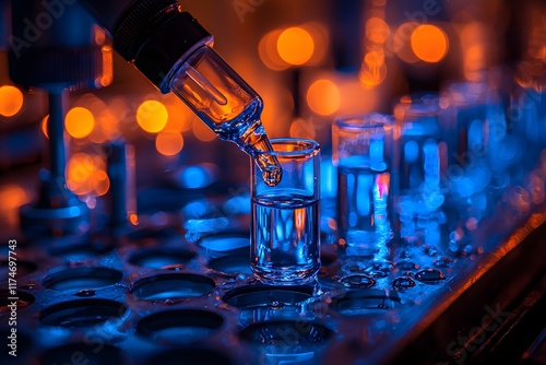 Crystal glasses filled with sparkling wine, beer, and water gleam under the warm candlelight, reflecting the vibrant atmosphere of a lively bar photo