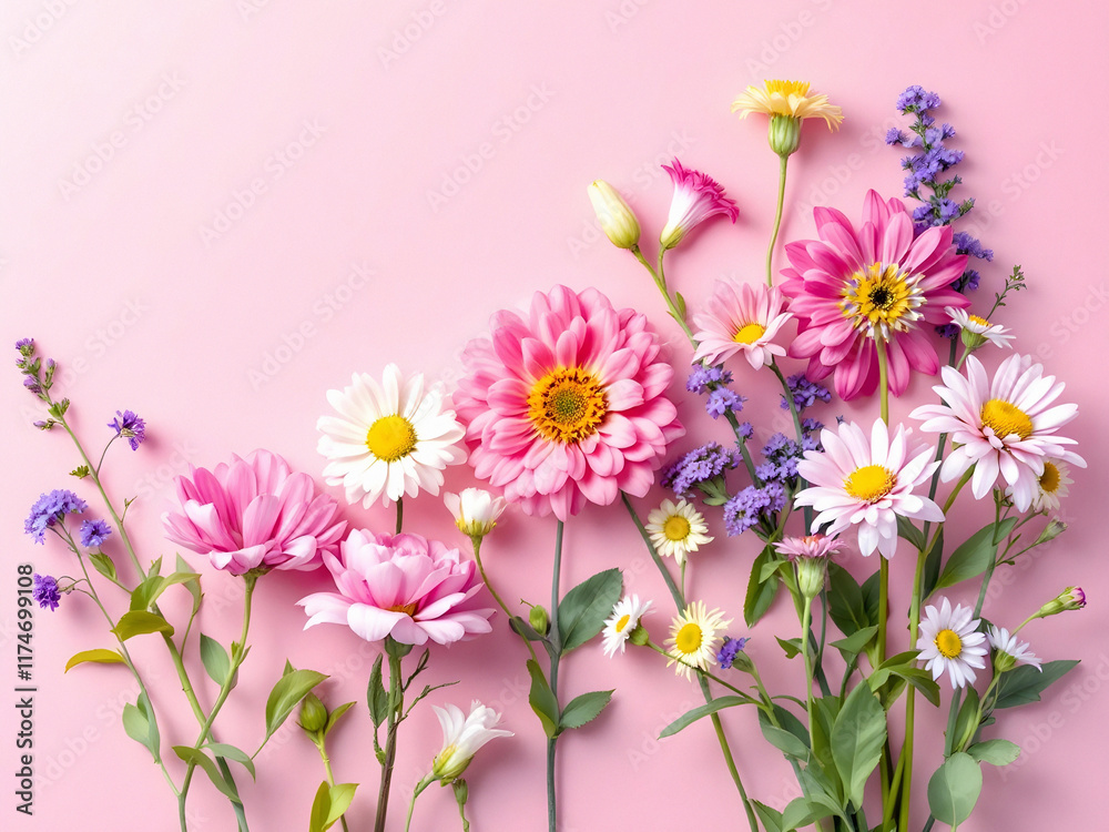 Beautiful flower composition on paper background Beautiful flower composition on paper background