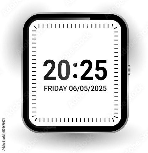 Minimalist Smartwatch Face UI Design with Monochrome Digital Display