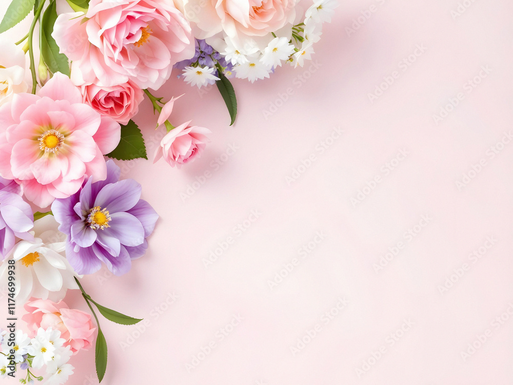 Beautiful flower composition on paper background Beautiful flower composition on paper background