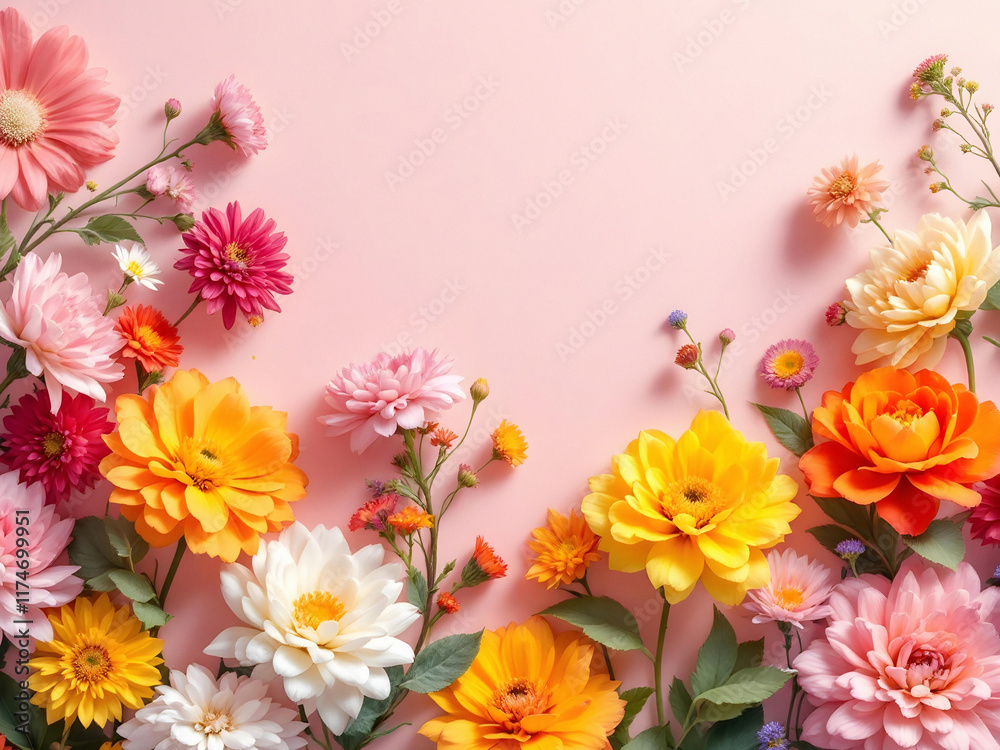 Fototapeta premium Beautiful flower composition on paper background