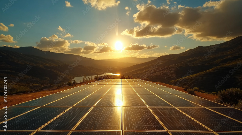 Fototapeta premium Solar panels in the grape field.