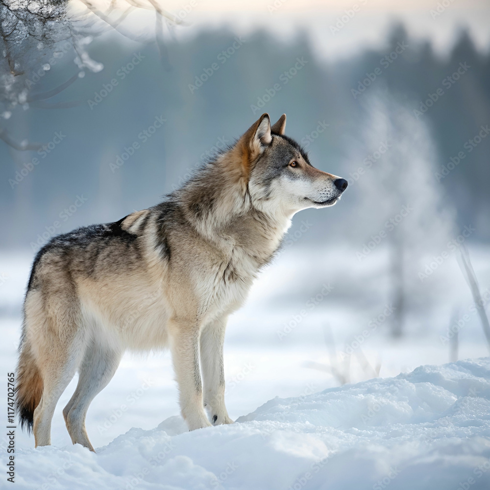 Fototapeta premium beautiful wolf isolated