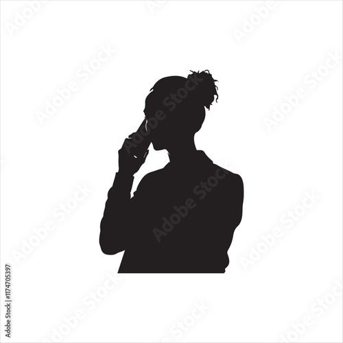 Silhouette of Woman Talking on Phone – Minimalist Black and White Design