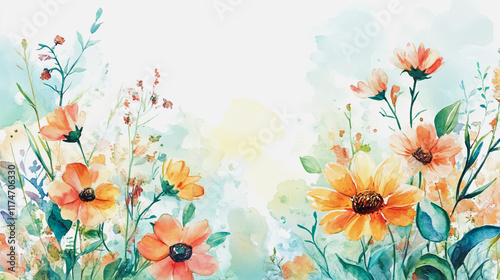 Elegant wedding invitation card background vector. Minimal hand painted watercolor botanical flowers texture template background. Design for wedding, vip cover, poster, rsvp moderncard.Valentine's Day